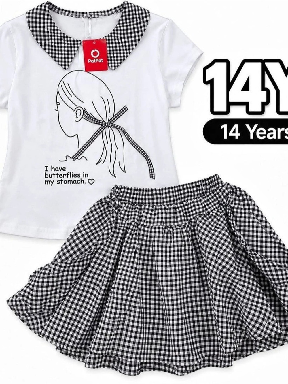 PetPet Girls Gingham Matching Set Size 14Y NWT